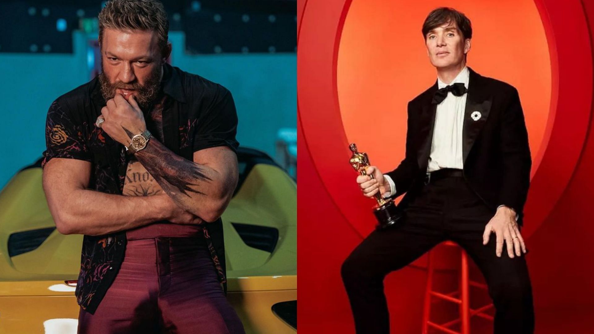 Conor McGregor (left) praises Cillian Murphy (right) on Oscar win [Images courtesy of @thenotoriousmma &amp; @cillianmurphyofficial on Instagram]