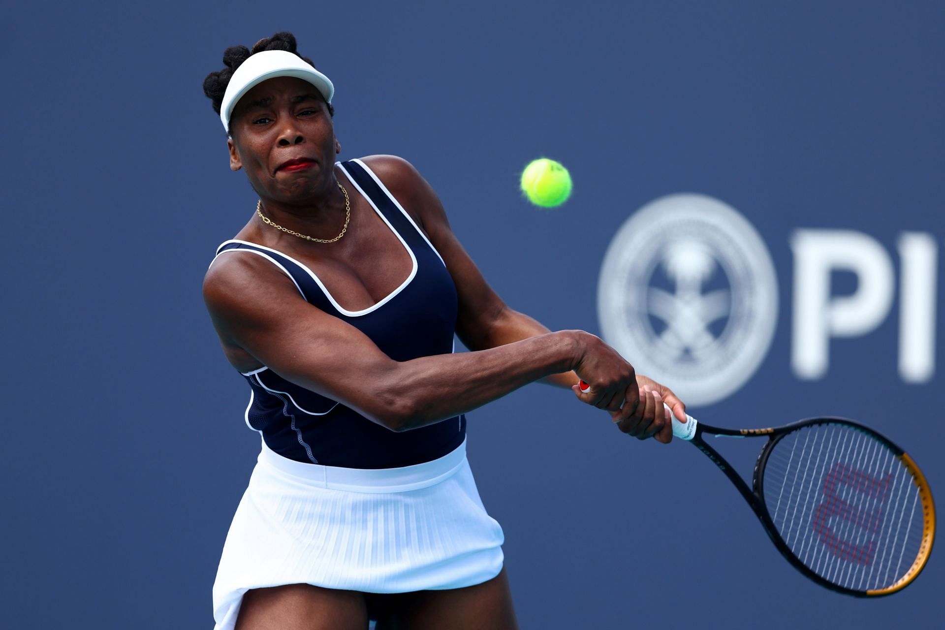 Venus Williams in action at the 2024 Miami Open