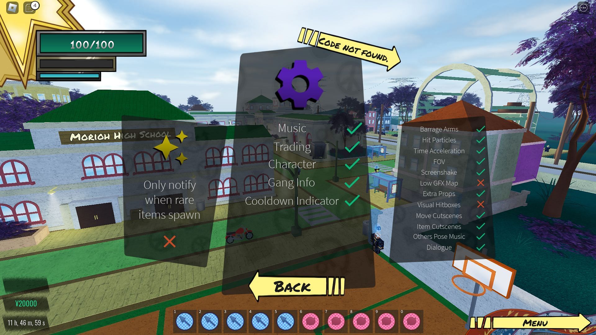 Troubleshooting codes for Project Menacing (Image via Roblox)