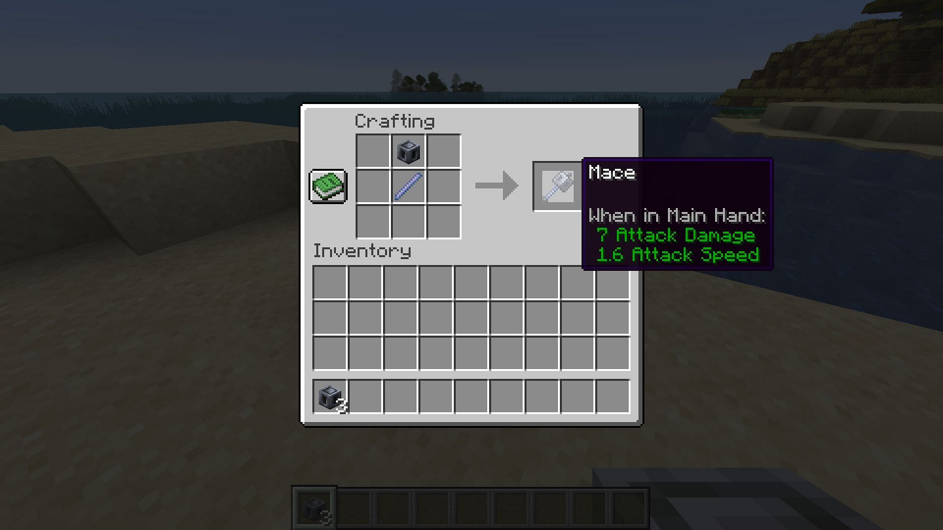 The crafting recipe for the mace in the Minecraft 1.21 update (Image via Mojang)