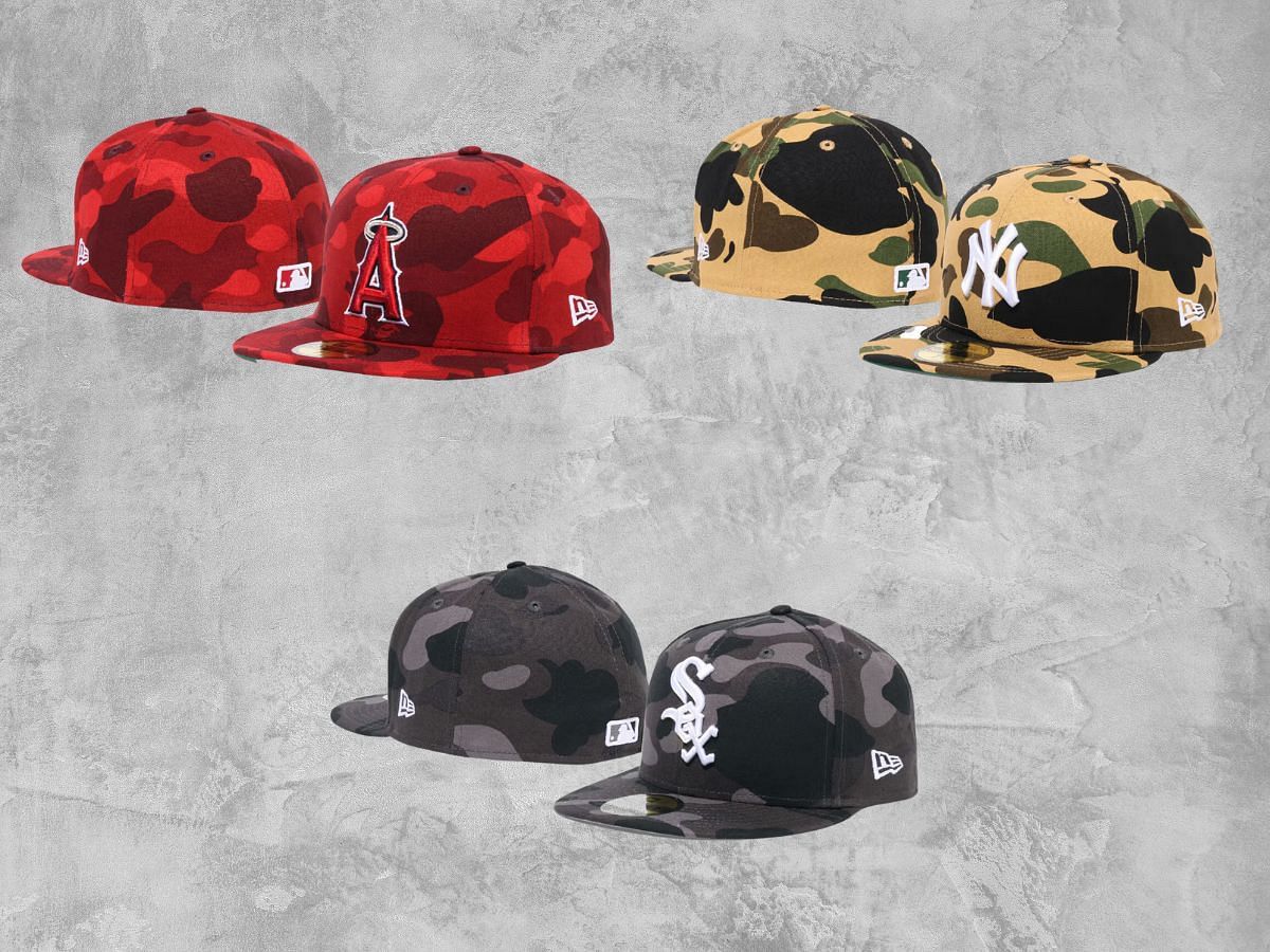 BAPE x MLB x New Era Camo basketball caps