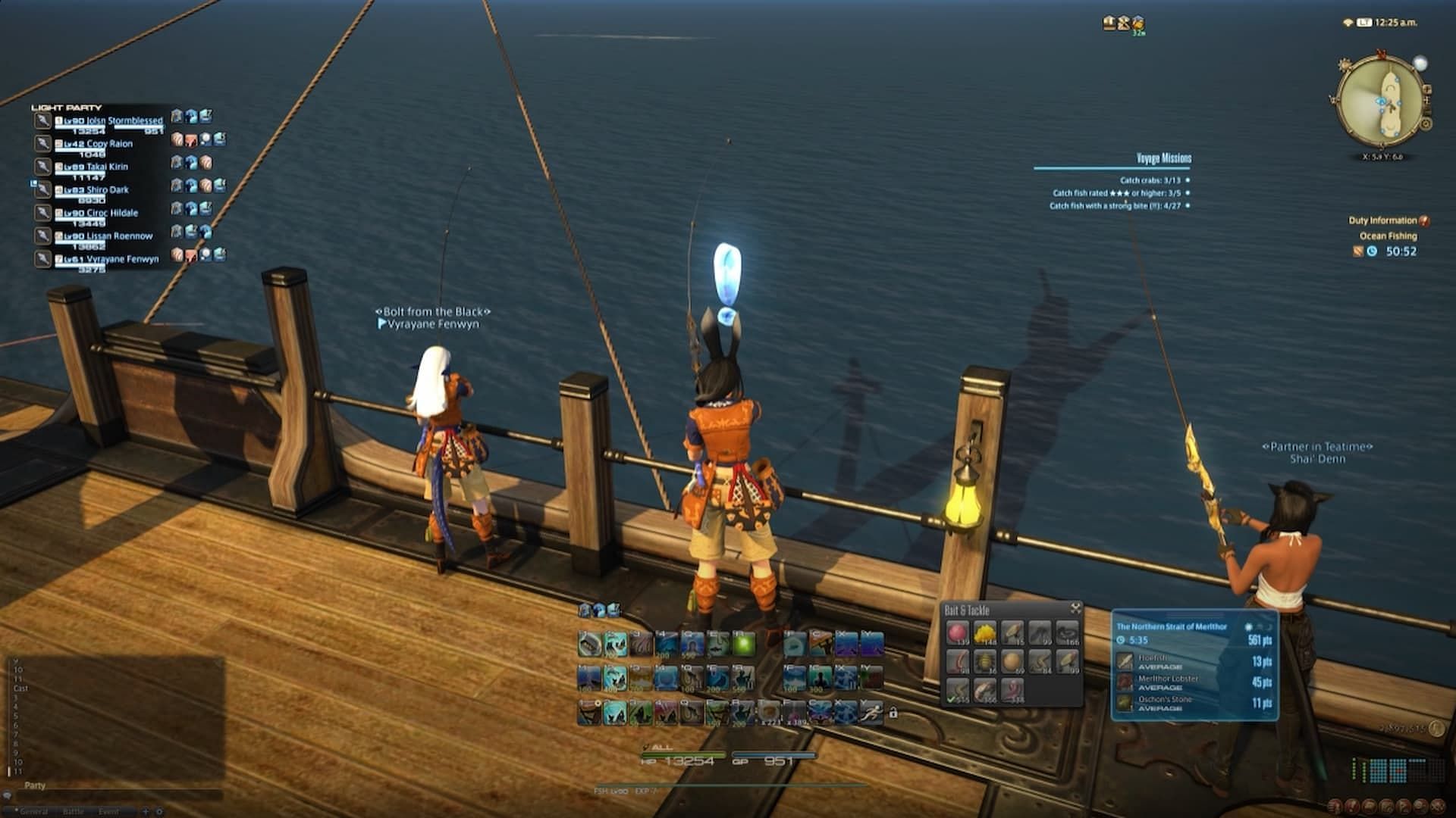 Ocean Fishing in Final Fantasy 14 (Image via Square Enix and Jolsn/YouTube)