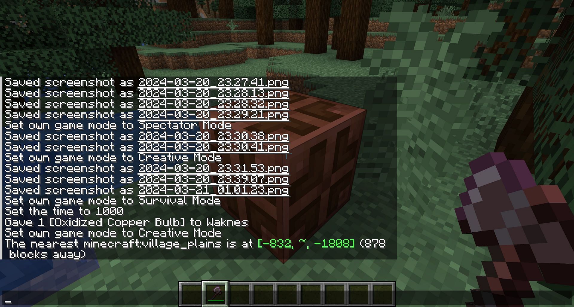 An example of the locate command in chat. (Image via Mojang)
