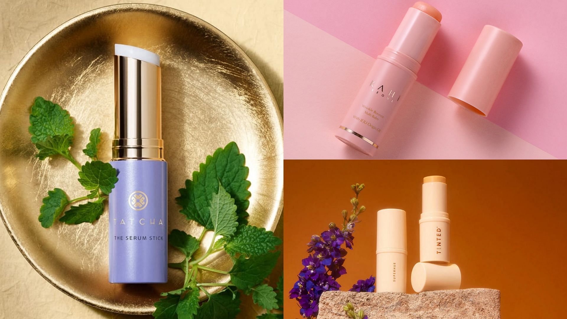 Best serum sticks (Image via KAHI, Tatcha, Live Tinted)