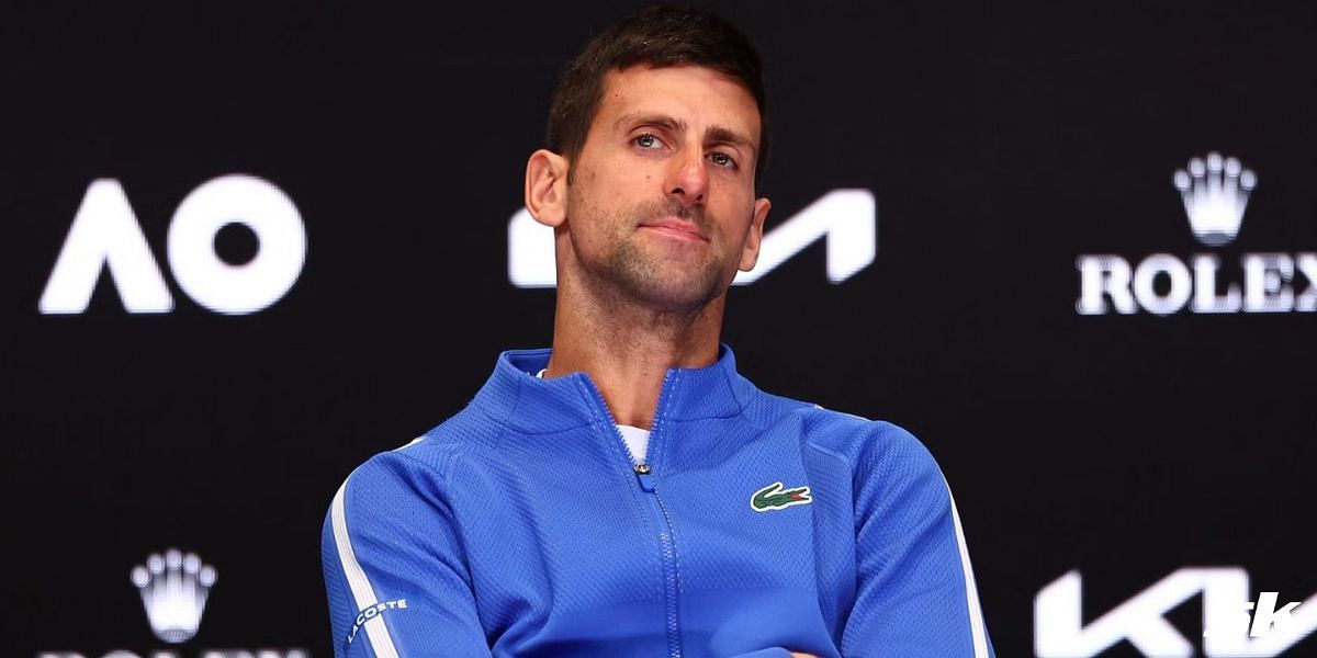 Novak Djokovic addresses the media