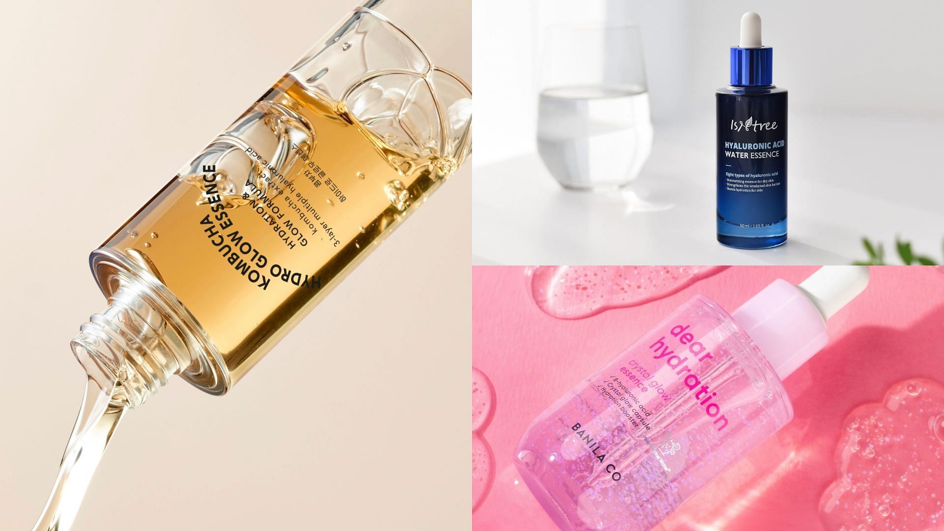 Best Korean hydrating essences (Image via @telse_global, @isntree, @banilacousa/ Instagram)