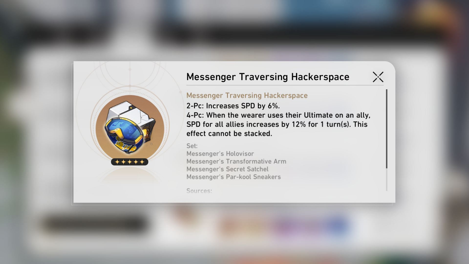 Messenger Traversing Hackerspace Relic Set (Image via HoYoverse)