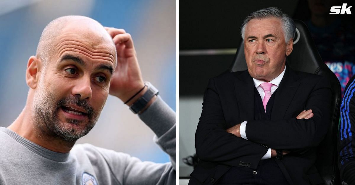 Manchester City boss Pep Guardiola (left) and Real Madrid manager Carlo Ancelotti