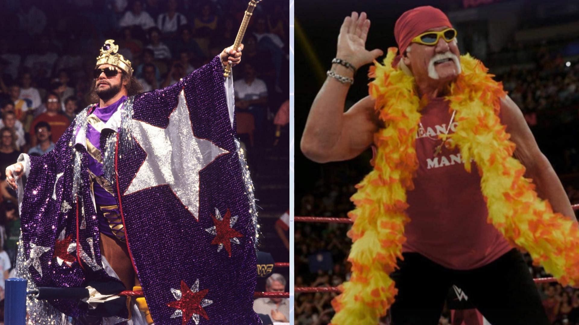 Randy Savage (left), Hulk Hogan (right)