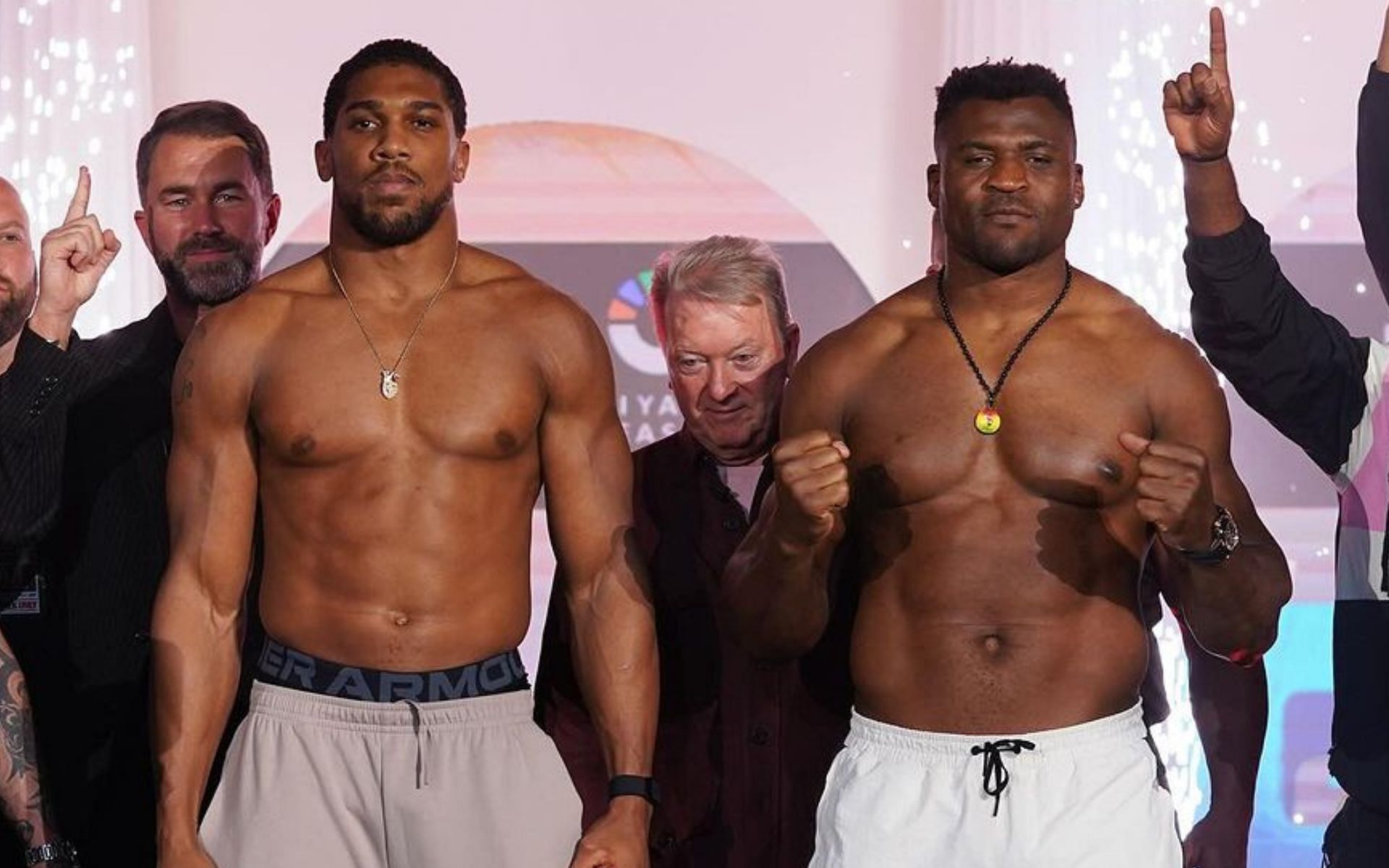 Anthony Joshua (left) set to take on Francis Ngannou (right) at the Kingdom Arena in Riyadh [Image courtesy @francisngannou on Instagram]