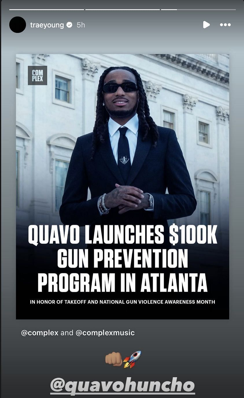 Trae Young excited as Rap Star Quavo Launches $100,000 gun prevention program in Atlanta