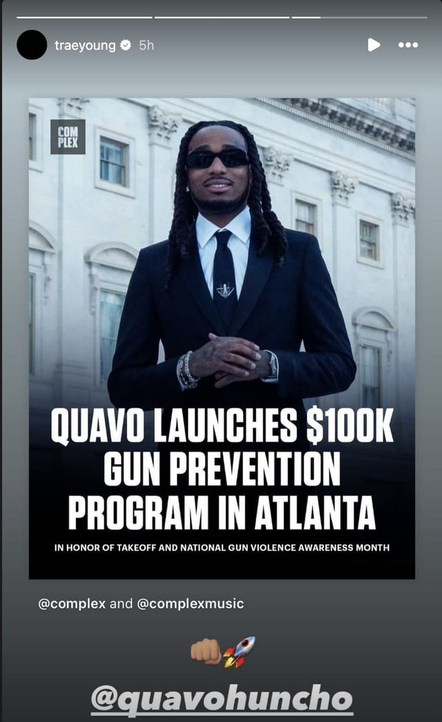 Trae Young excited as Rap Star Quavo Launches 100,000 gun prevention