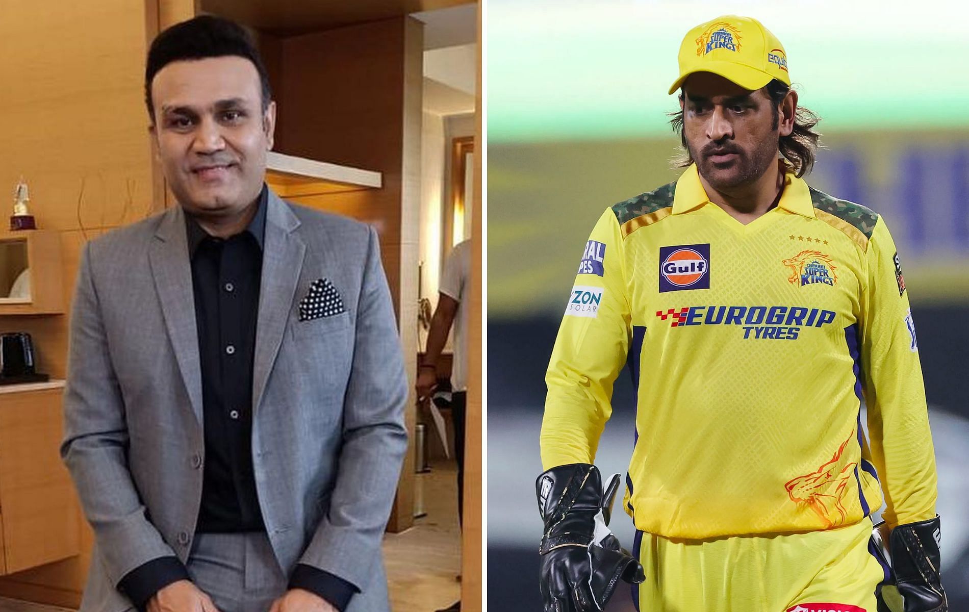 Virender Sehwag (L) and MS Dhoni (R). 