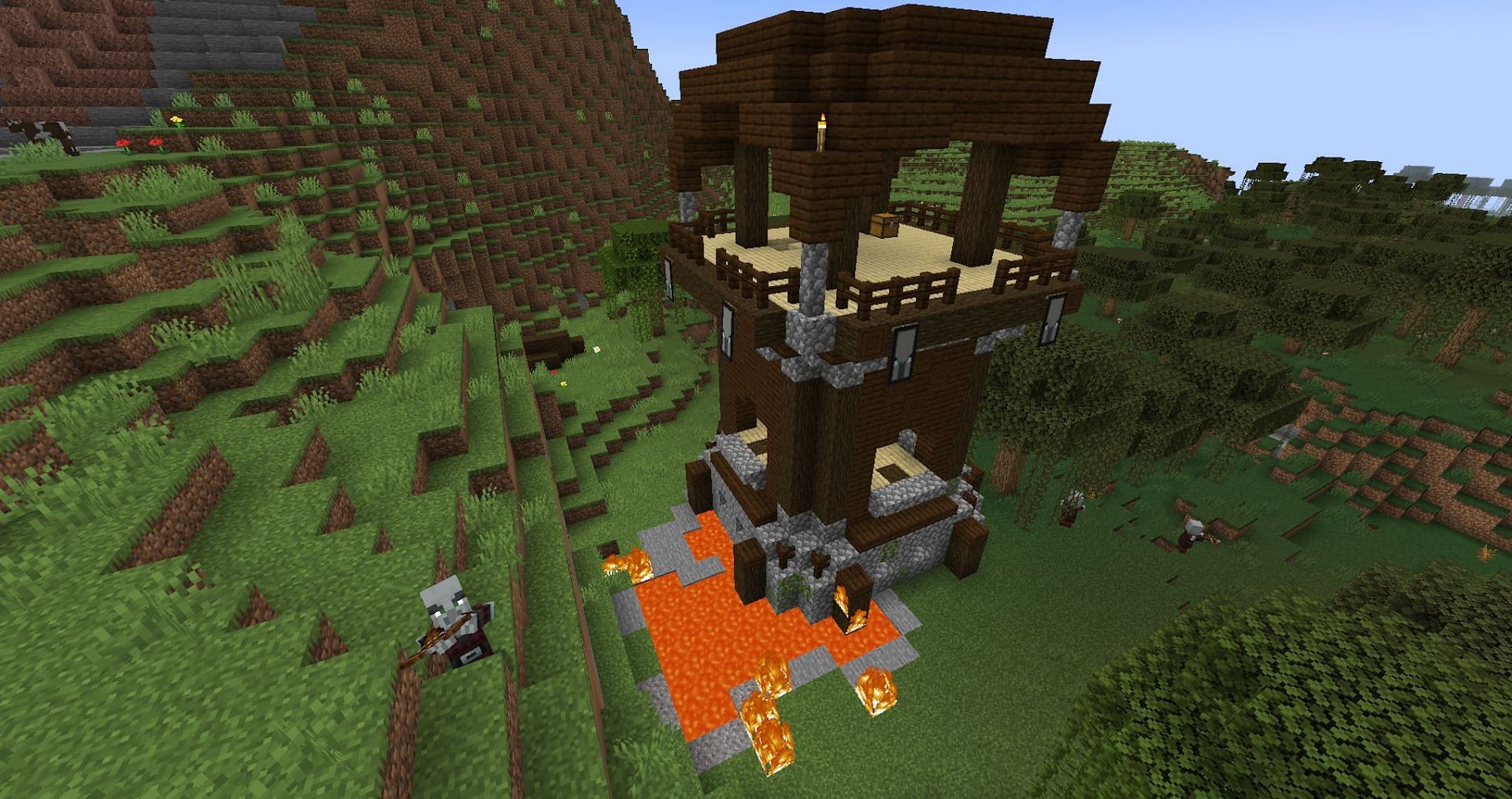 These pillagers picked a bad spot to set up base (Image via Mojang)