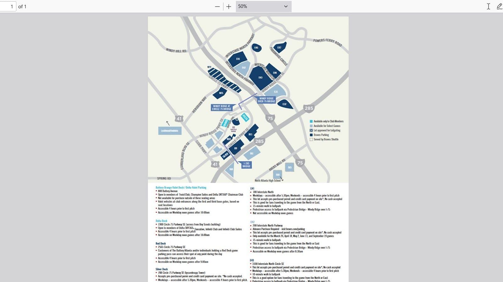 Truist Park&#039;s Parking Map