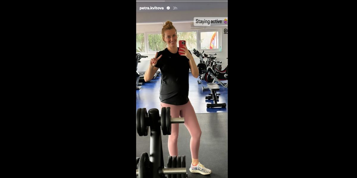 Kvitova posing for a mirror selfie in the gym. (Source: Petra Kvitova Instrgram)