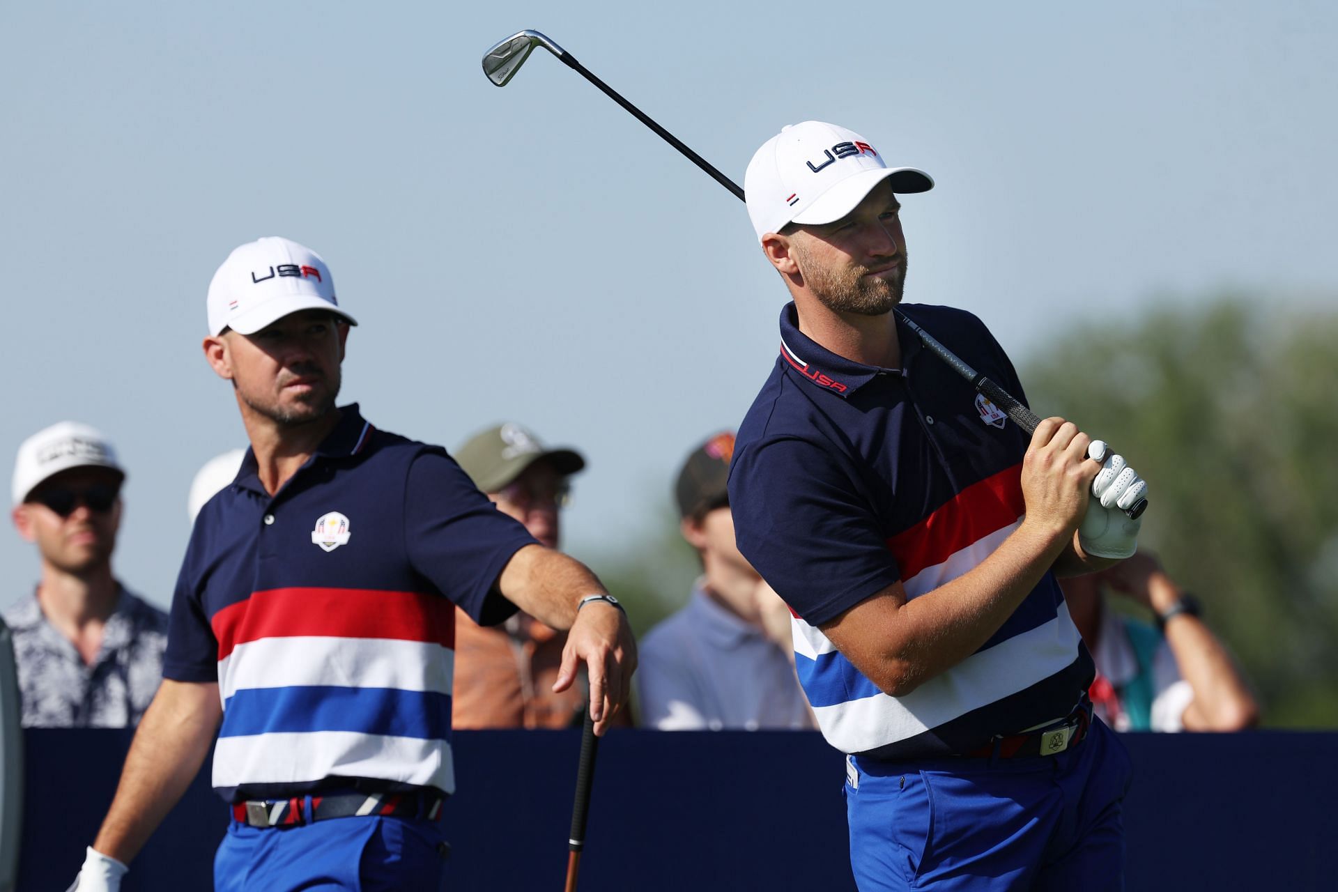 Wyndham Clark and Brian Harman (Image via Patrick Smith/Getty Images)