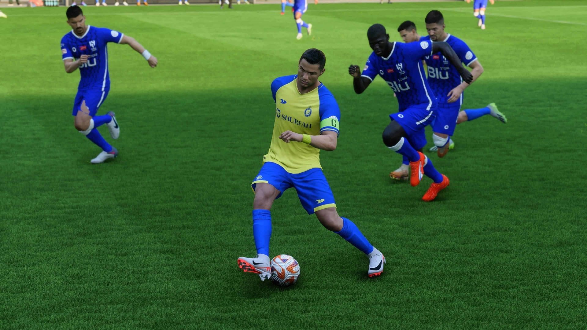 Stepover is one of the most popular EA FC 24 Skill Moves, almost trademarked with Cristiano Ronaldo (Image via EA Sports)