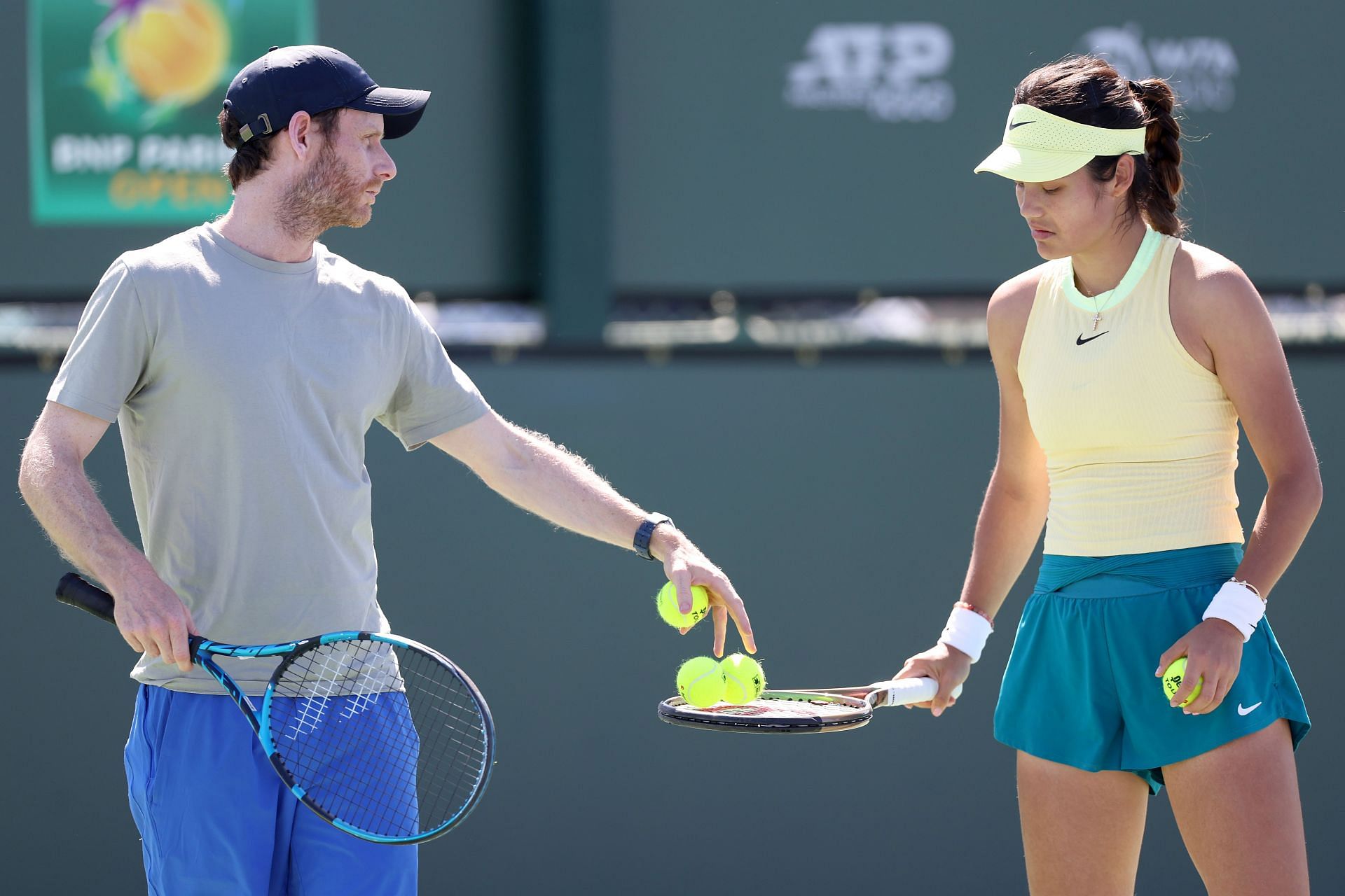 Emma Raducanu practiciing at Indian Wells ahead of the BNP Paribas Open.