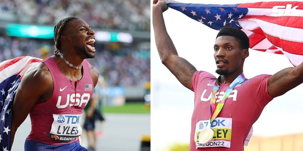 Fred Kerley reacts to Noah Lyles