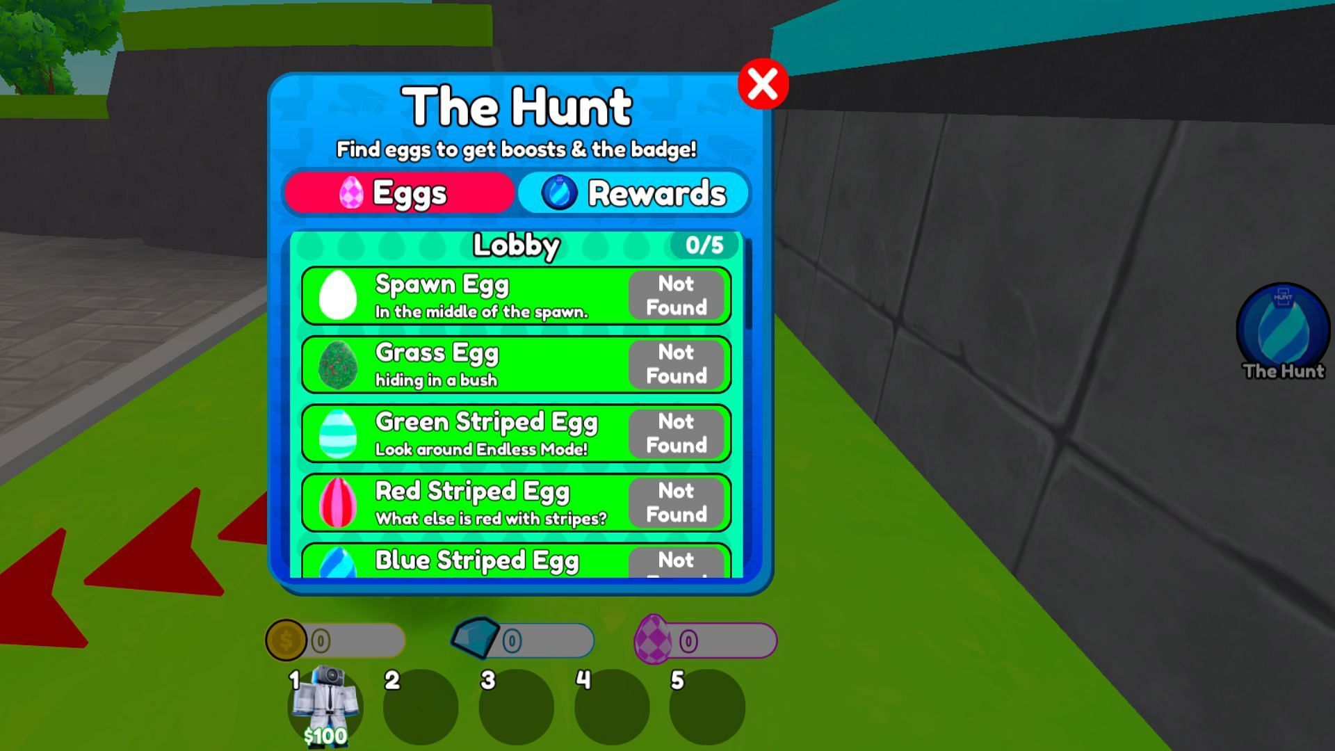 The Hunt interface in TTD (Image via Roblox||Sportskeeda)