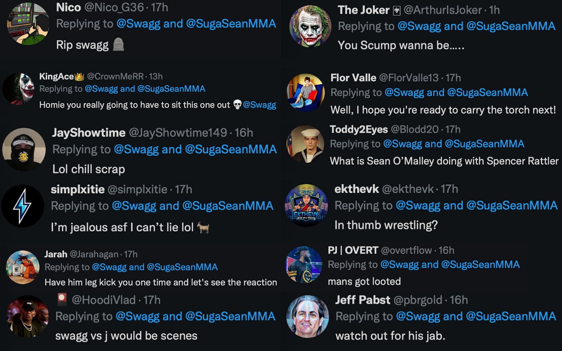 Fans react to Sean O&#039;Malley and FaZe Swagg&#039;s interaction on X. [Image via X]