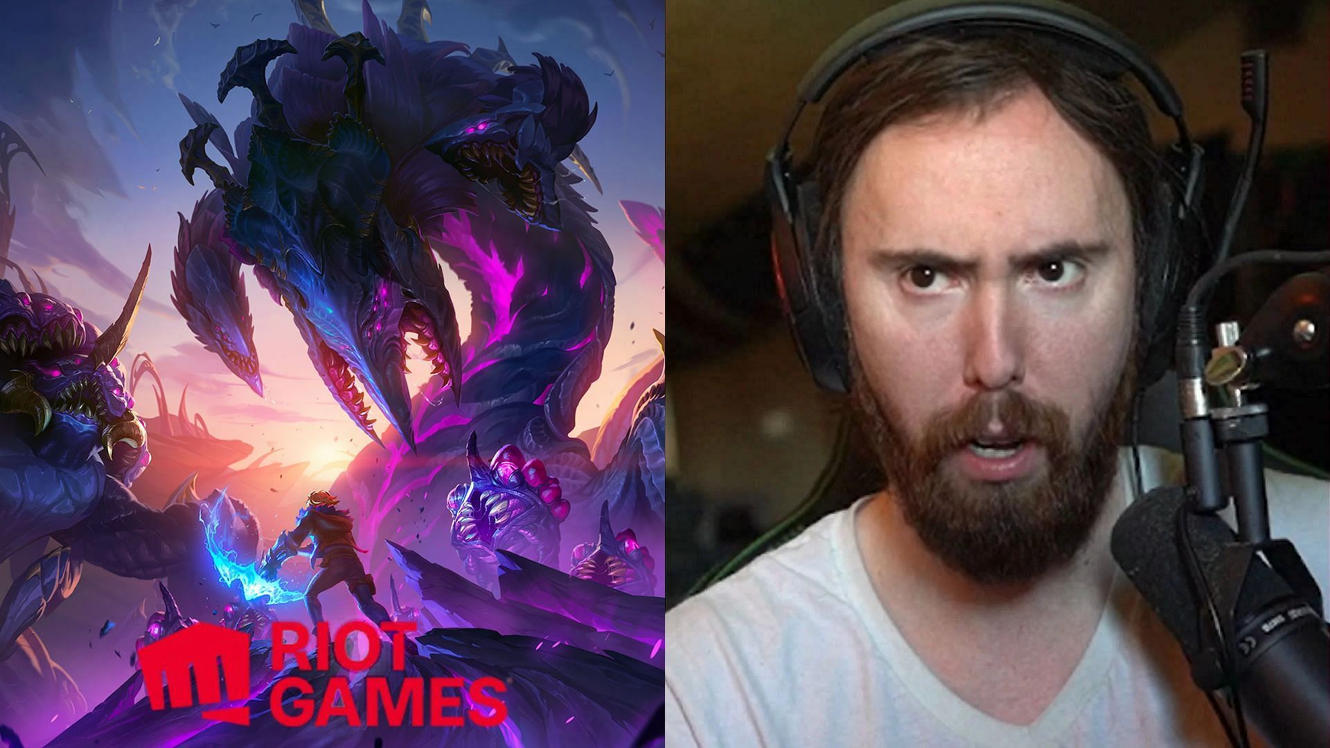 Asmongold talks about Riot MMO update (Image via Riot Games, Asmongold/Twitch)