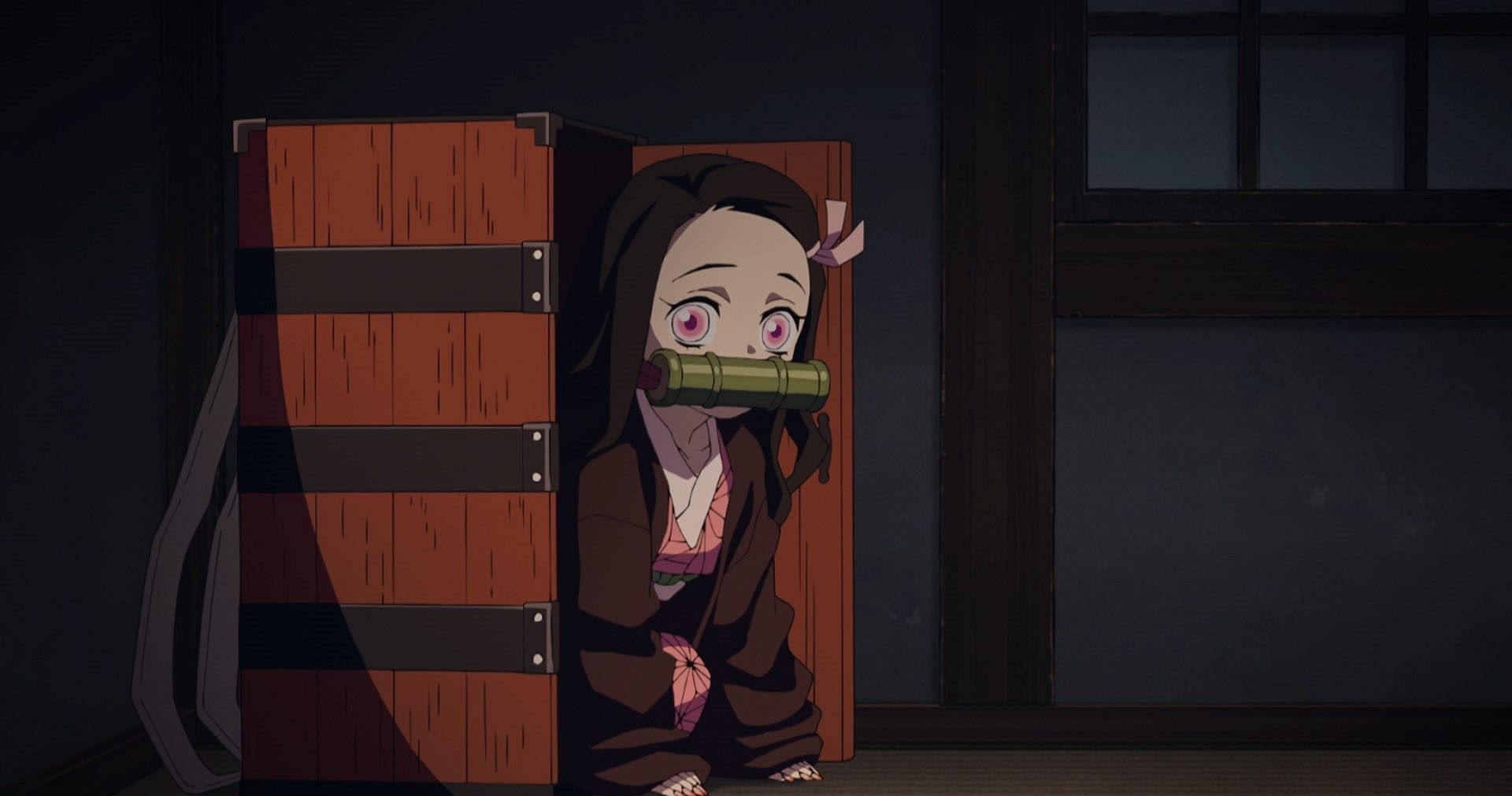 Nezuko coming out of her box (Image via ufotable)