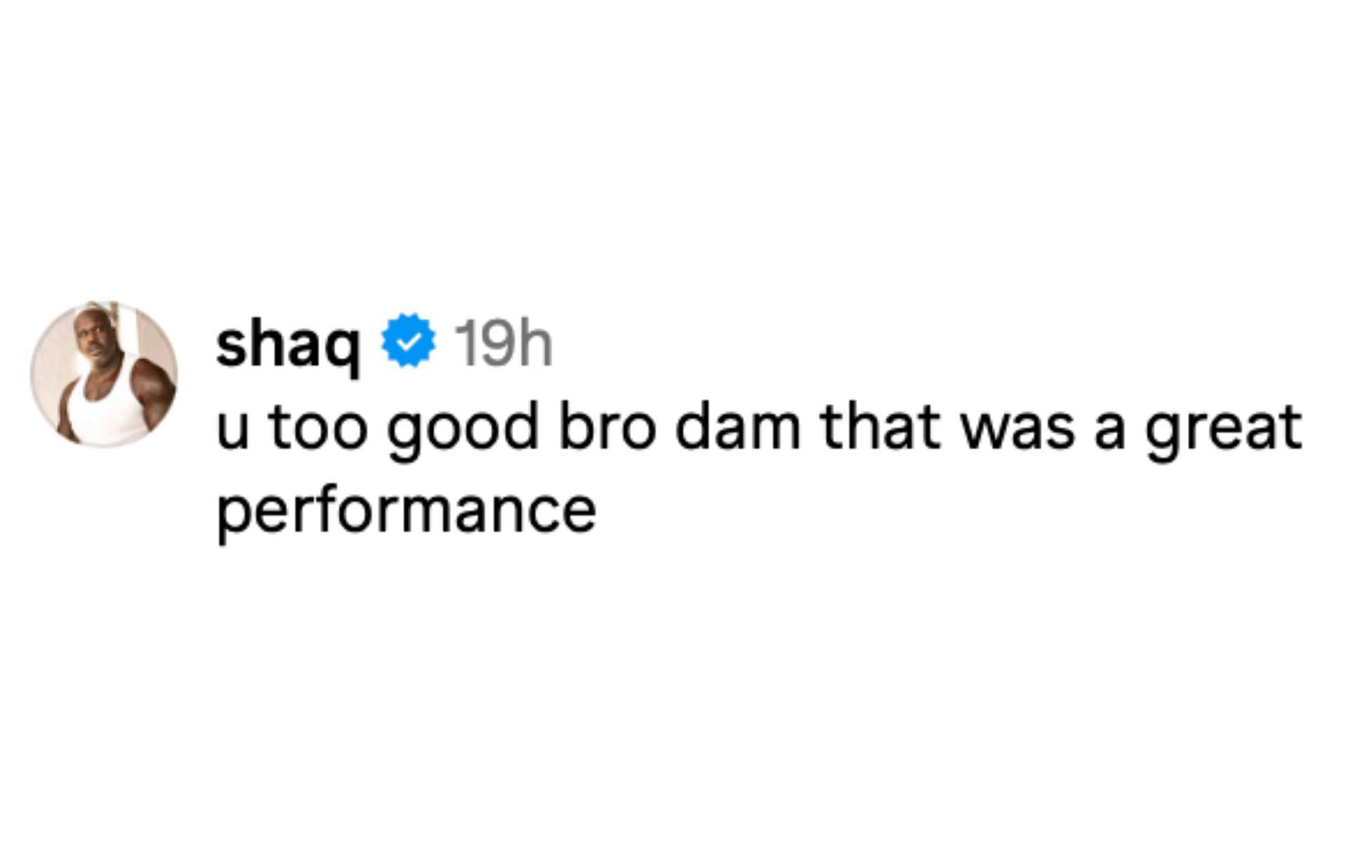 Basketball Hall of Famer Shaquille O&#039;Neal praises Michael Page&#039;s debut performance in the UFC. [via Instagram]