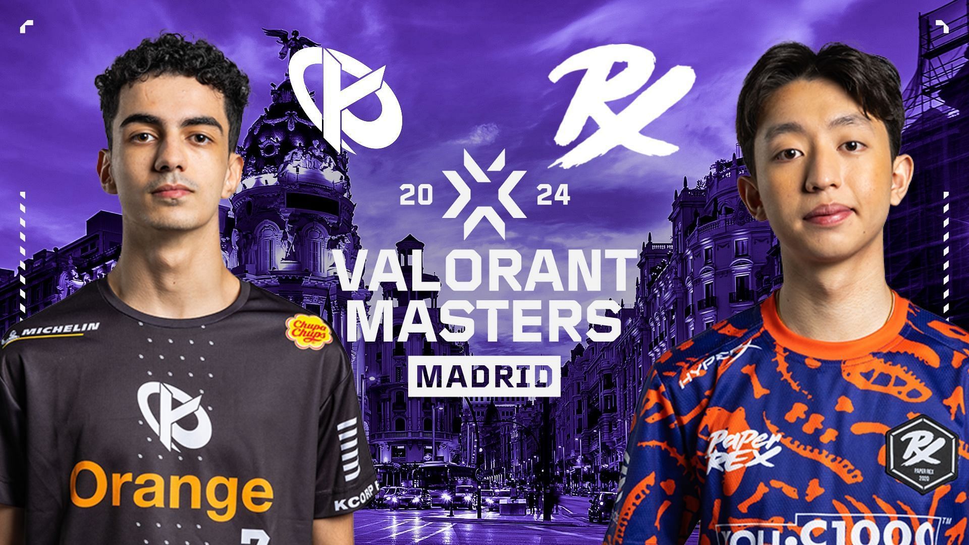 Karmine Corp vs Paper Rex at VCT Masters Madrid (Image via Sportskeeda || Assets via Riot Games, Karmine Corp and Paper Rex)