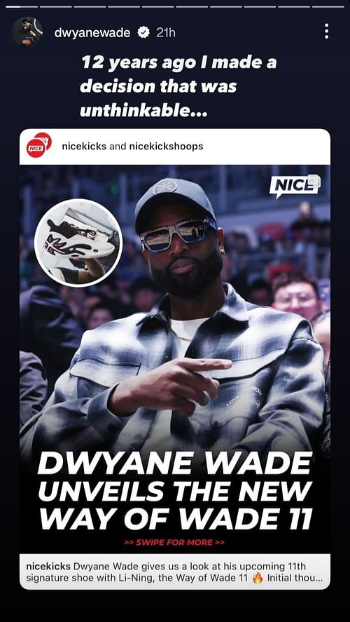 Dwyane Wade's Instagram story