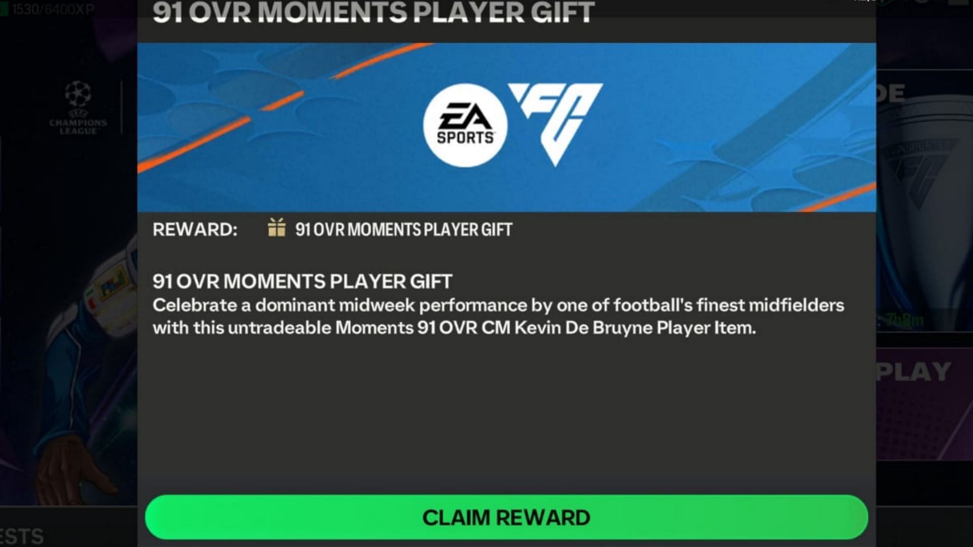 EA Sports&#039; message on gifting 91 Moments Kevin De Bruyne card to FC Mobile players (Image via EA Sports)