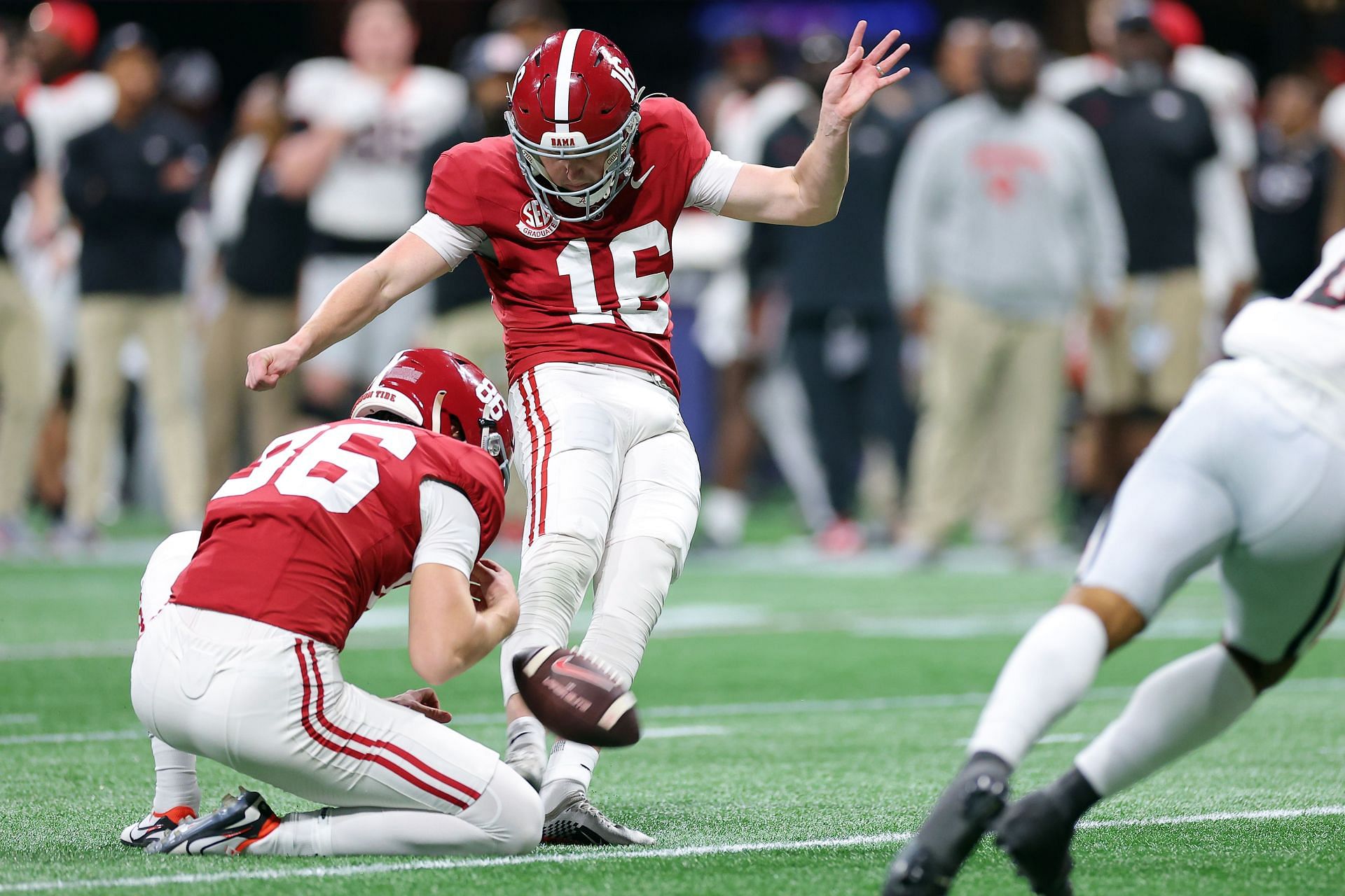 Alabama&#039;s Will Reichard was impressive in a pro day kicking demonstration.