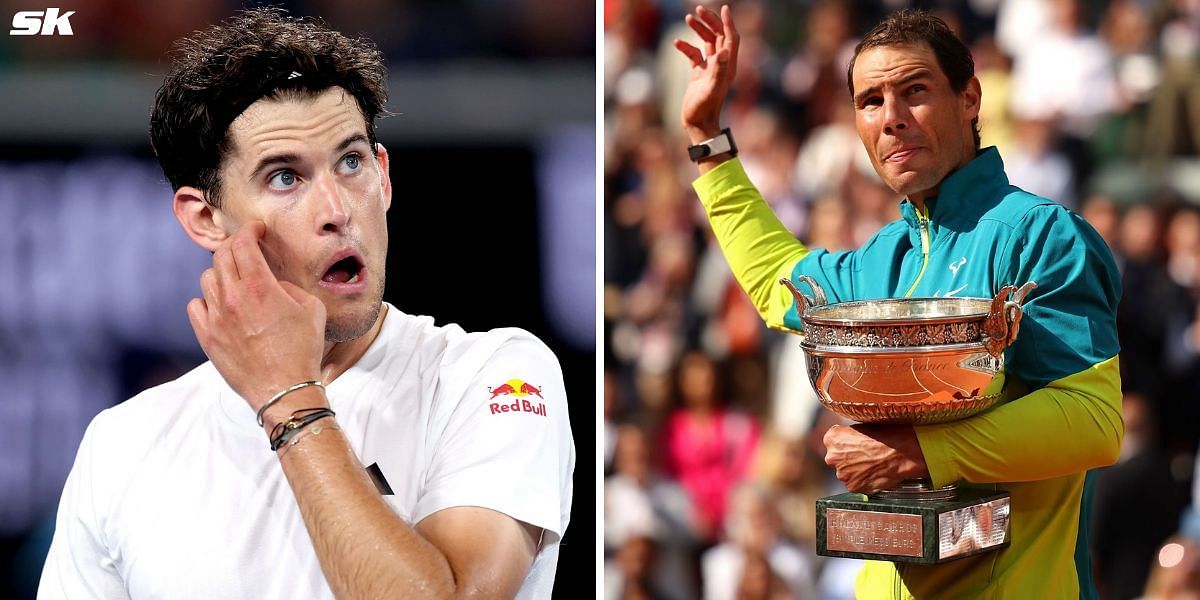 Dominic Thiem (L) and Rafael Nadal