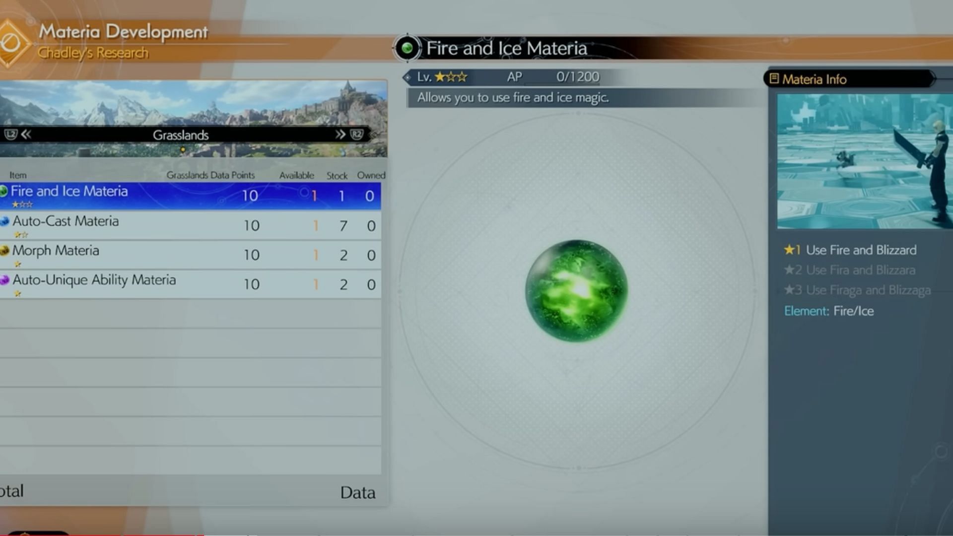 Fire and Ice Materia in Final Fantasy 7 Rebirth (Image via Square Enix || YouTube/PhillyBeatzGames)