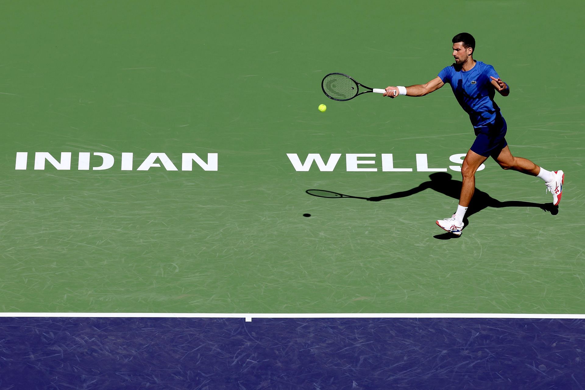 Novak Djokovic practicing ahead of Indian Wells return.