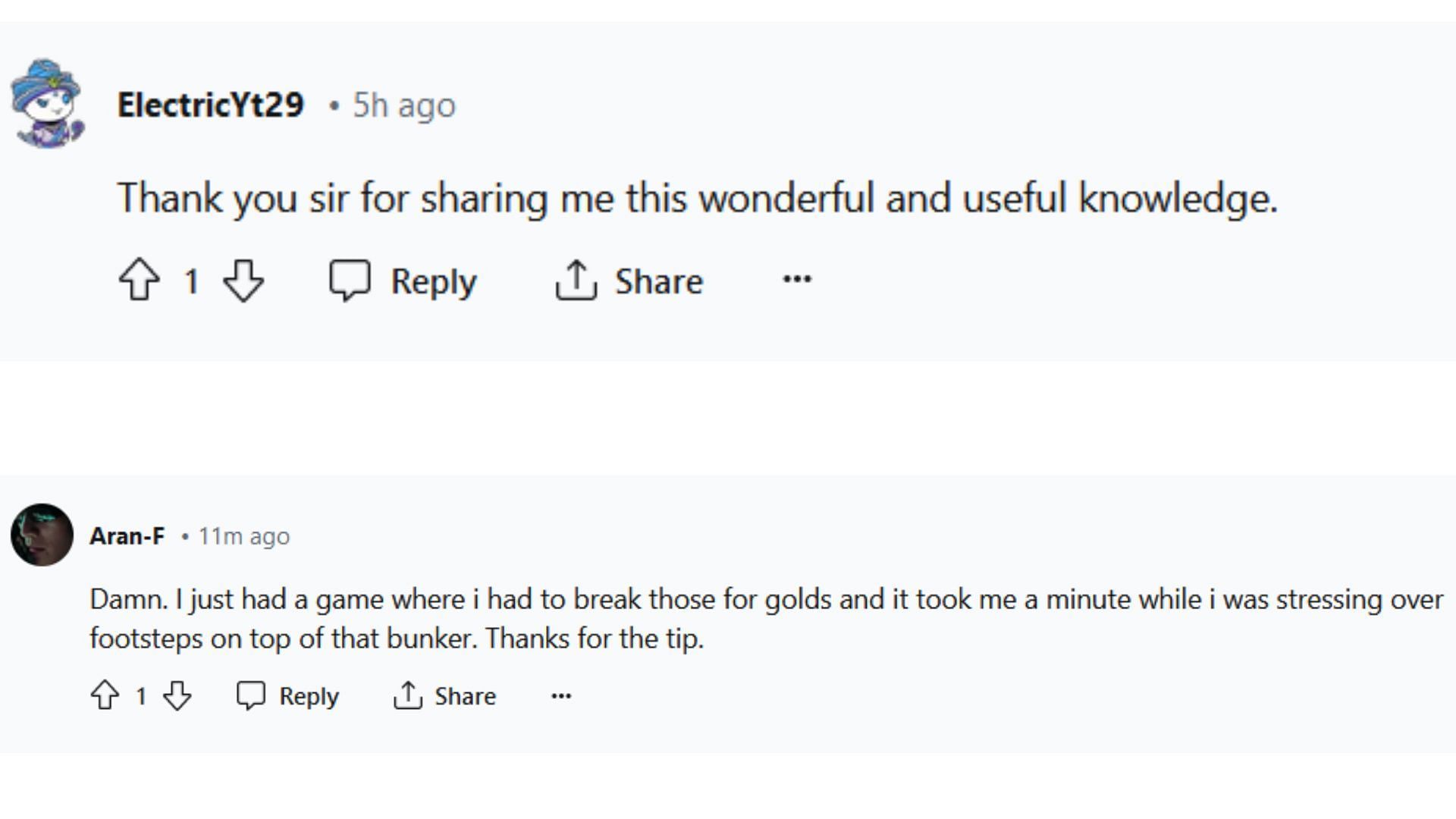 Community members expressed their opinions and thanked the user for sharing the amazing tip. (Image via Reedit/FortNiteBR)