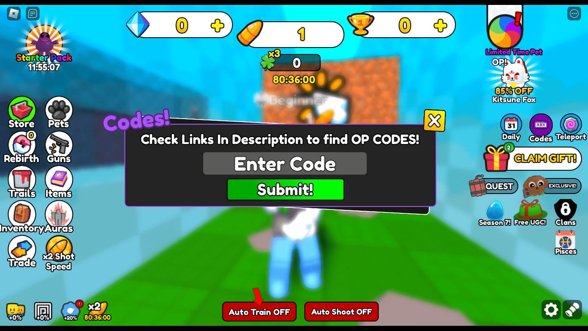 Redeem codes in Shoot Wall Simulator (Image via Roblox || Sportskeeda)