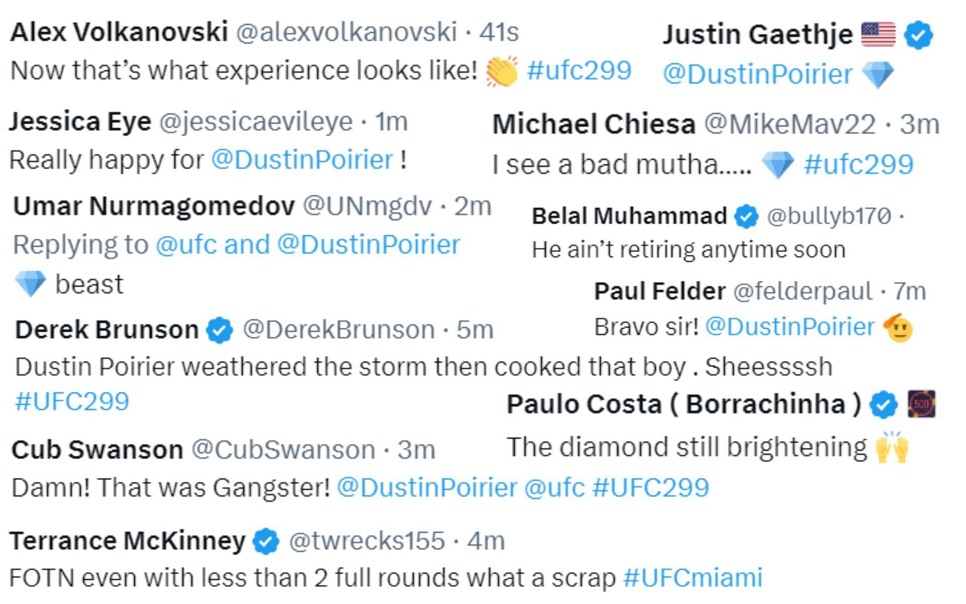 Fellow fighters react to Dustin Poirier&#039;s impressive KO win at UFC 299