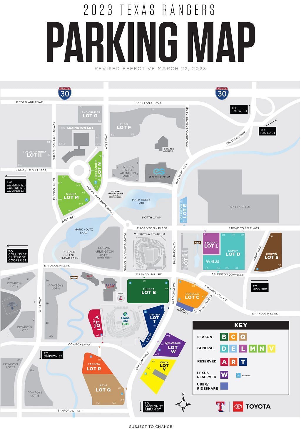 Globe Life Field&#039;s Parking Map