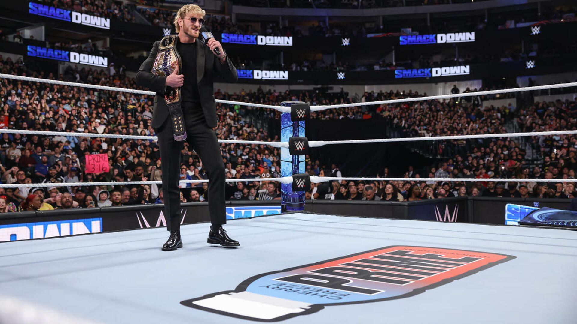 Logan Paul speaks from the WWE SmackDown ring