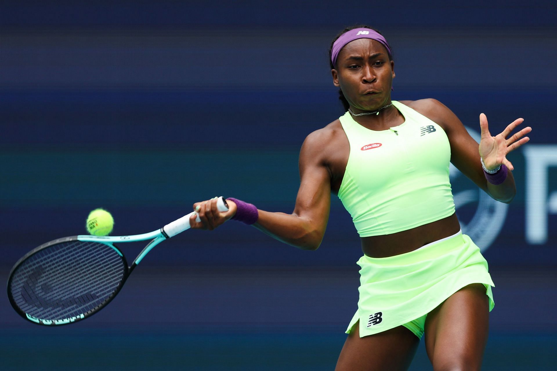 Gauff during her fourth-round encounter at the Miami Open 2024.