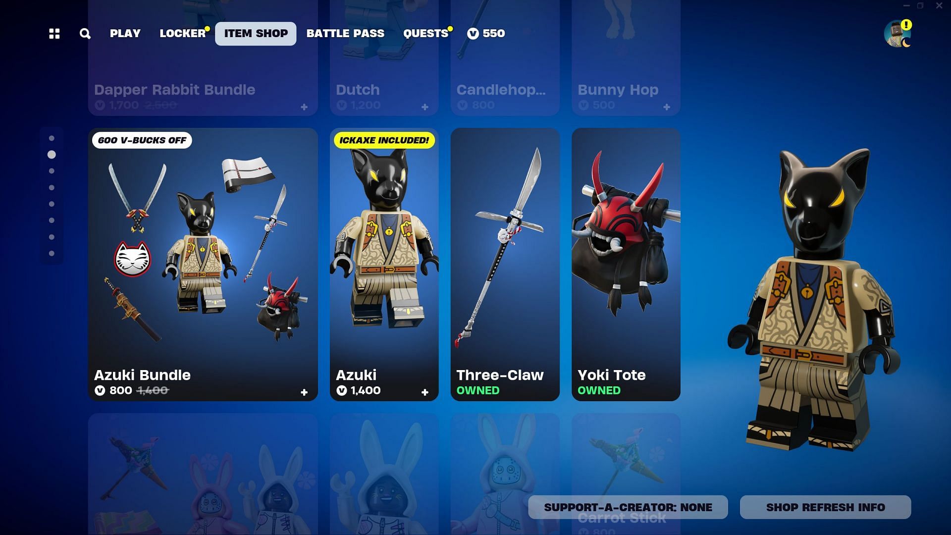 Azuki Skin is currently listed in the Item Shop (Image via Epic Games)