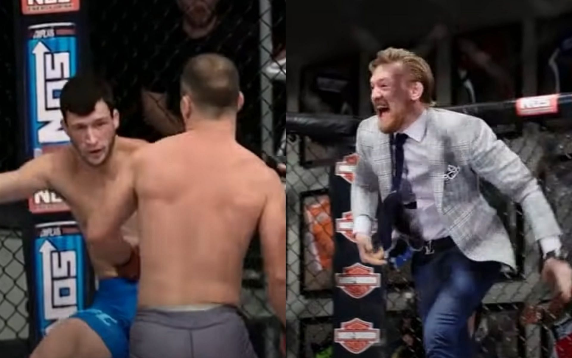Conor McGregor had a front-row seat for Julian Erosa vs. Artem Lobov. [Images via @TheUltimateFighter on YouTube]