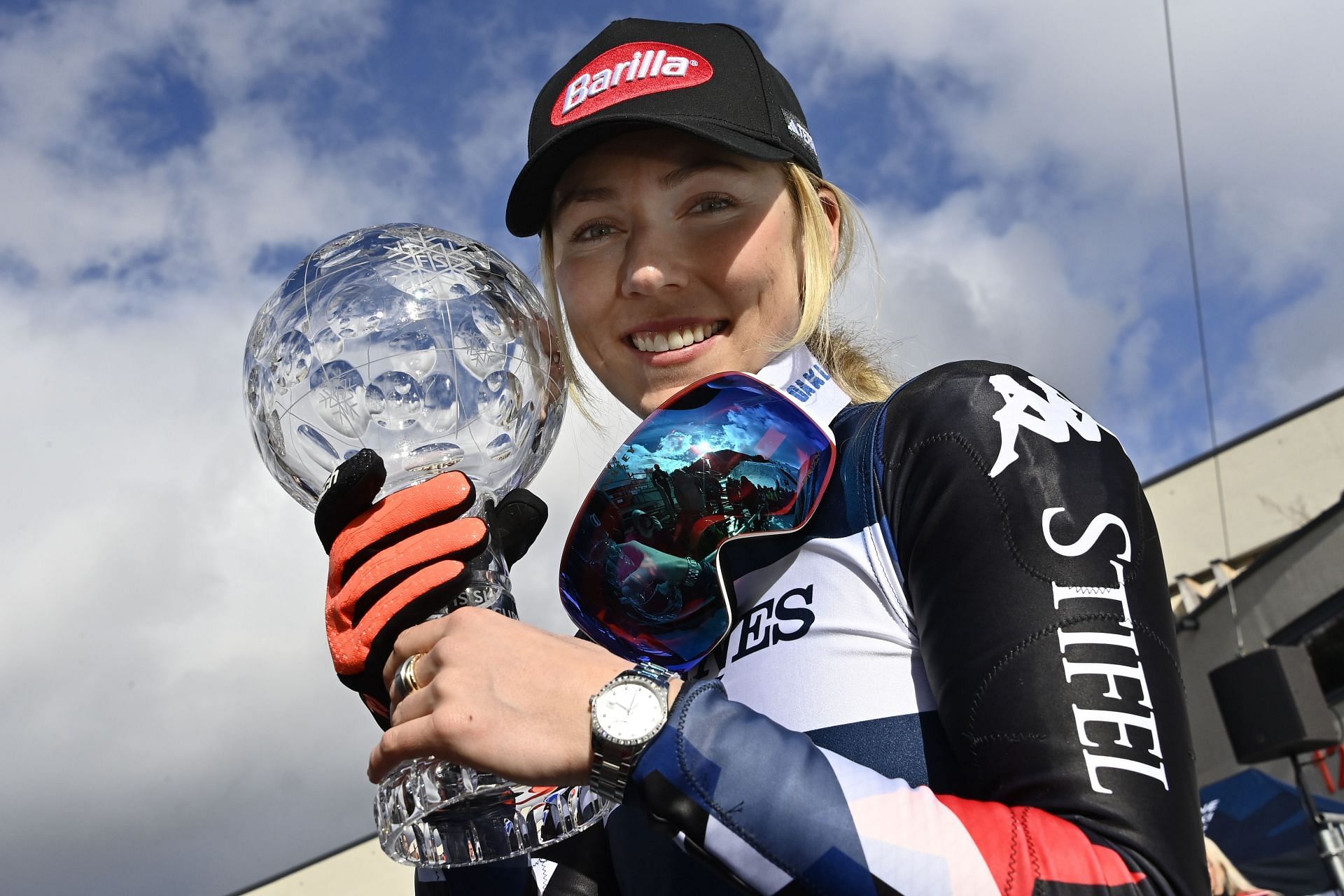 Mikaela Shiffrin wins the globe in the overall standings during the Audi FIS Alpine Ski World Cup Finals Women&#039;s Slalom in Saalbach Austria.