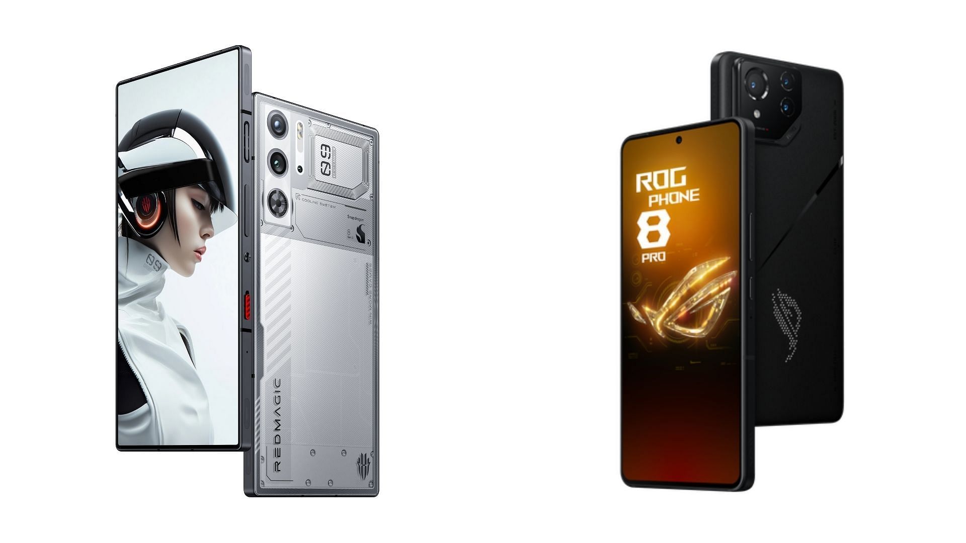 The Redmagic 9 Pro offers 16GB RAM, while the ROG Phone 8 features up to 24GB RAM for power users. (Image via Nubia || Asus)
