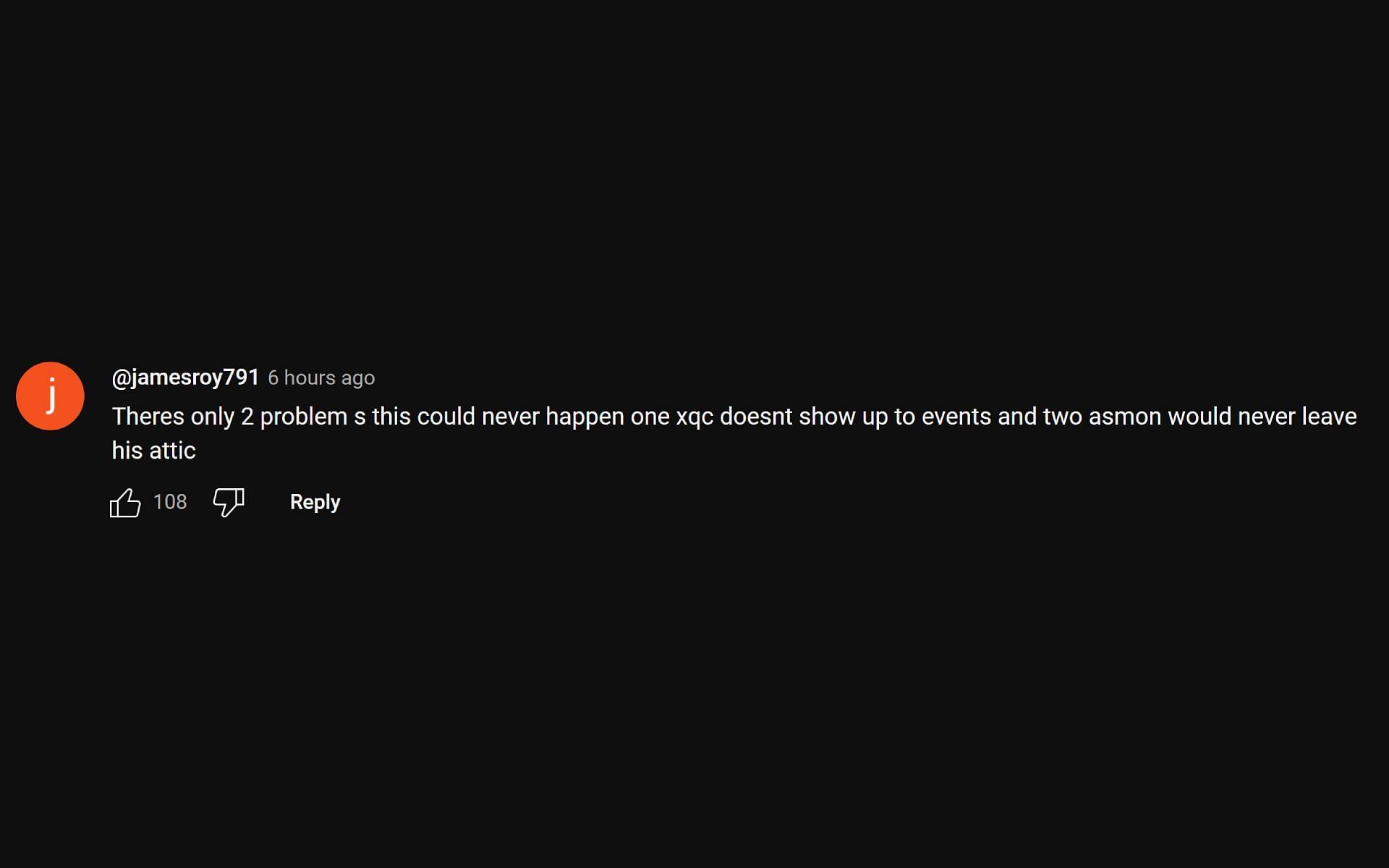 YouTube user @jamesroy791&#039;s comment. (Image via YouTube comments section)