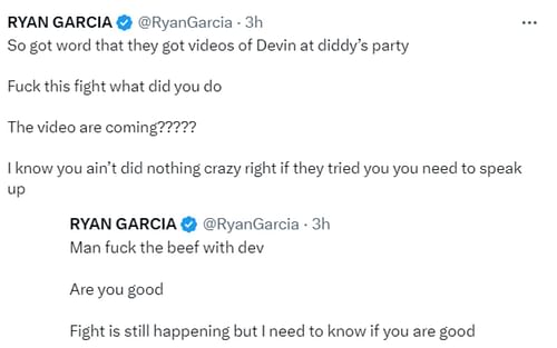 Screenshots from @RyanGarcia on X