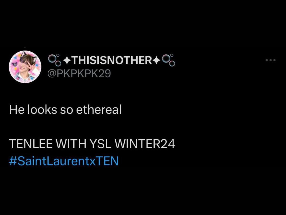 Fans appreciate Ten&#039;s look for the Yves Saint Laurent men&#039;s winter collection for Paris Fashion Week 2024 (Image via X/Viraltakes)