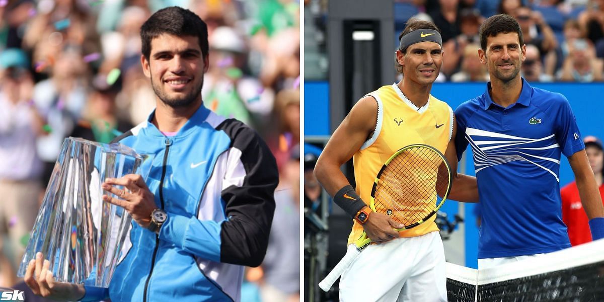 Carlos Alcaraz, Rafael Nadal, and Novak Djokovic